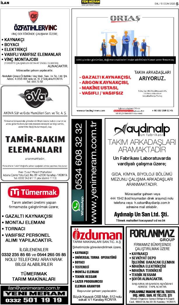 10 Ocak 2023 Yeni Meram Gazetesi
