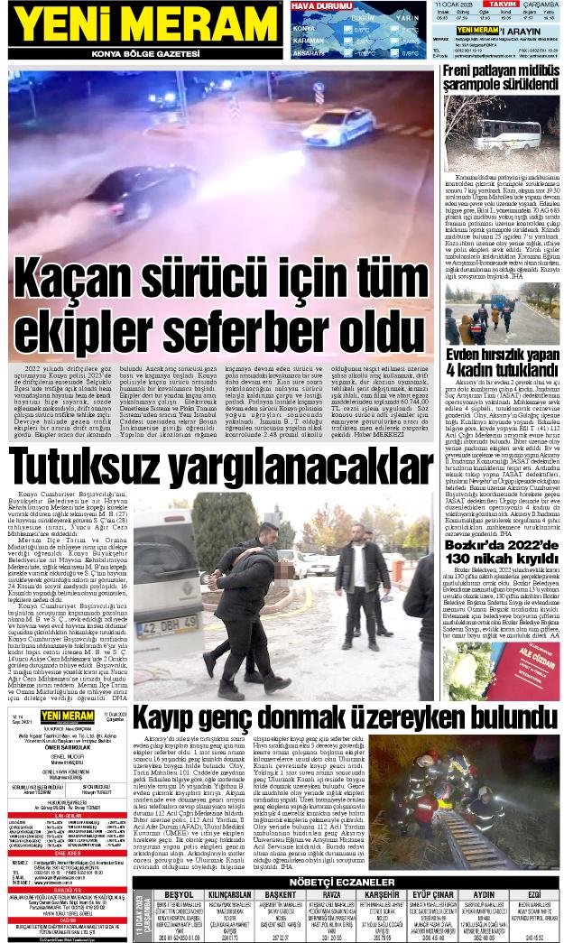 11 Ocak 2023 Yeni Meram Gazetesi
