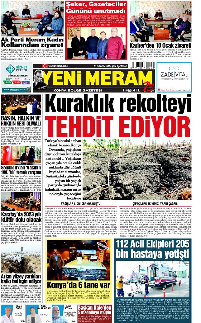 11 Ocak 2023 Yeni Meram Gazetesi
