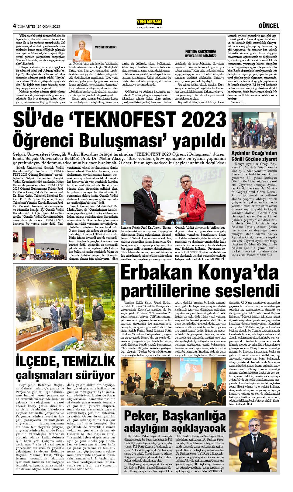 14 Ocak 2023 Yeni Meram Gazetesi