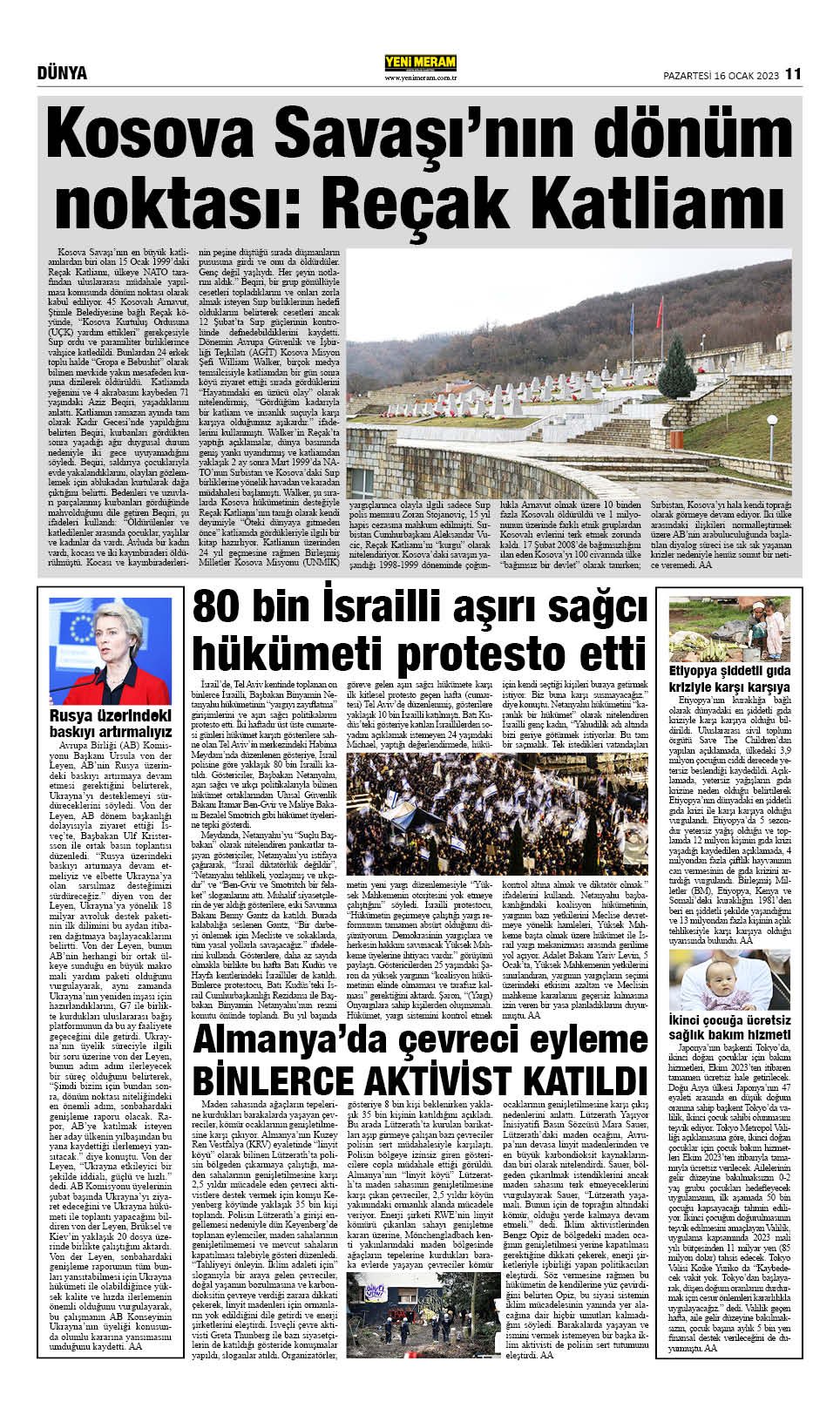 16 Ocak 2023 Yeni Meram Gazetesi
