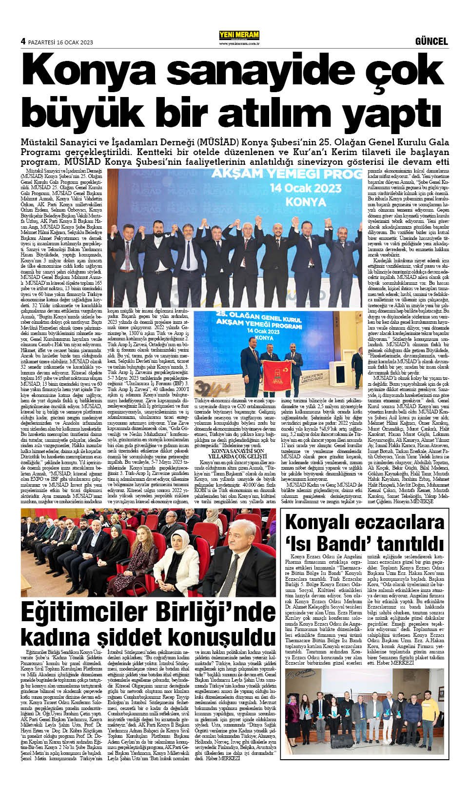 16 Ocak 2023 Yeni Meram Gazetesi
