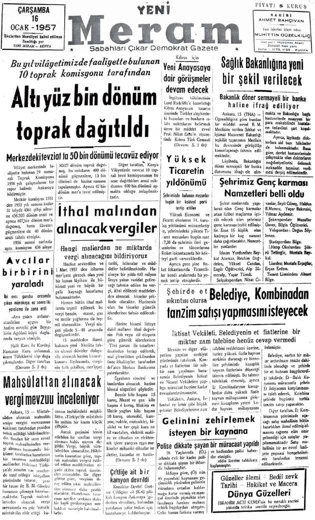 16 Ocak 2023 Yeni Meram Gazetesi
