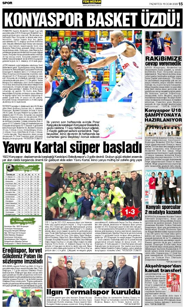 16 Ocak 2023 Yeni Meram Gazetesi
