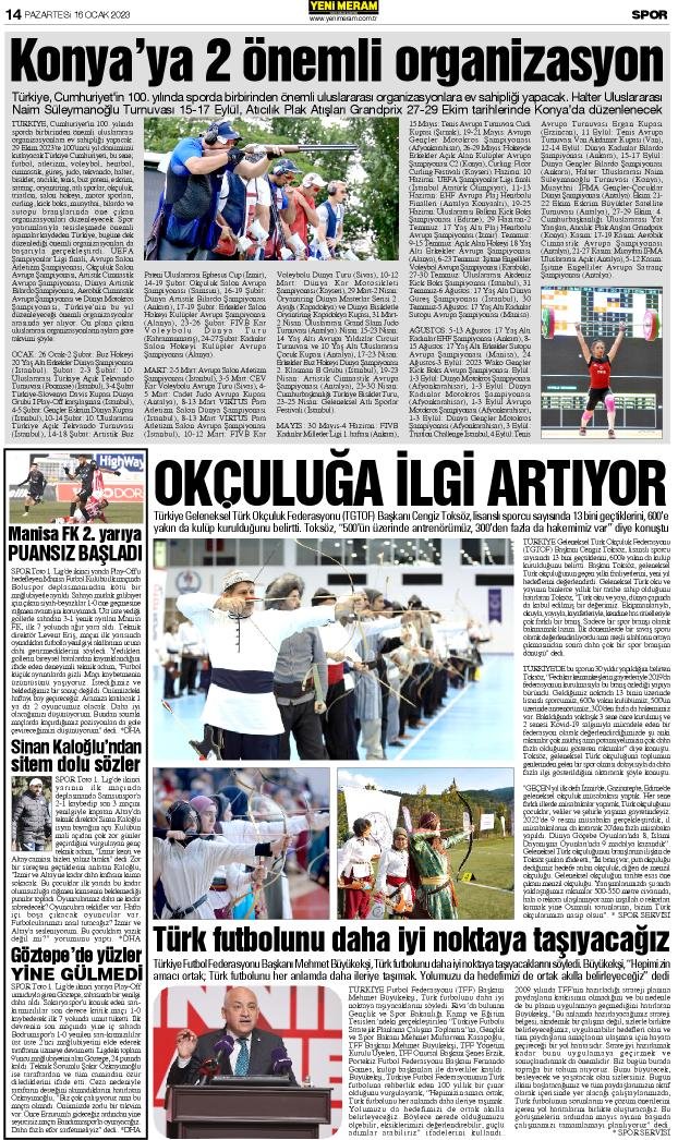 16 Ocak 2023 Yeni Meram Gazetesi
