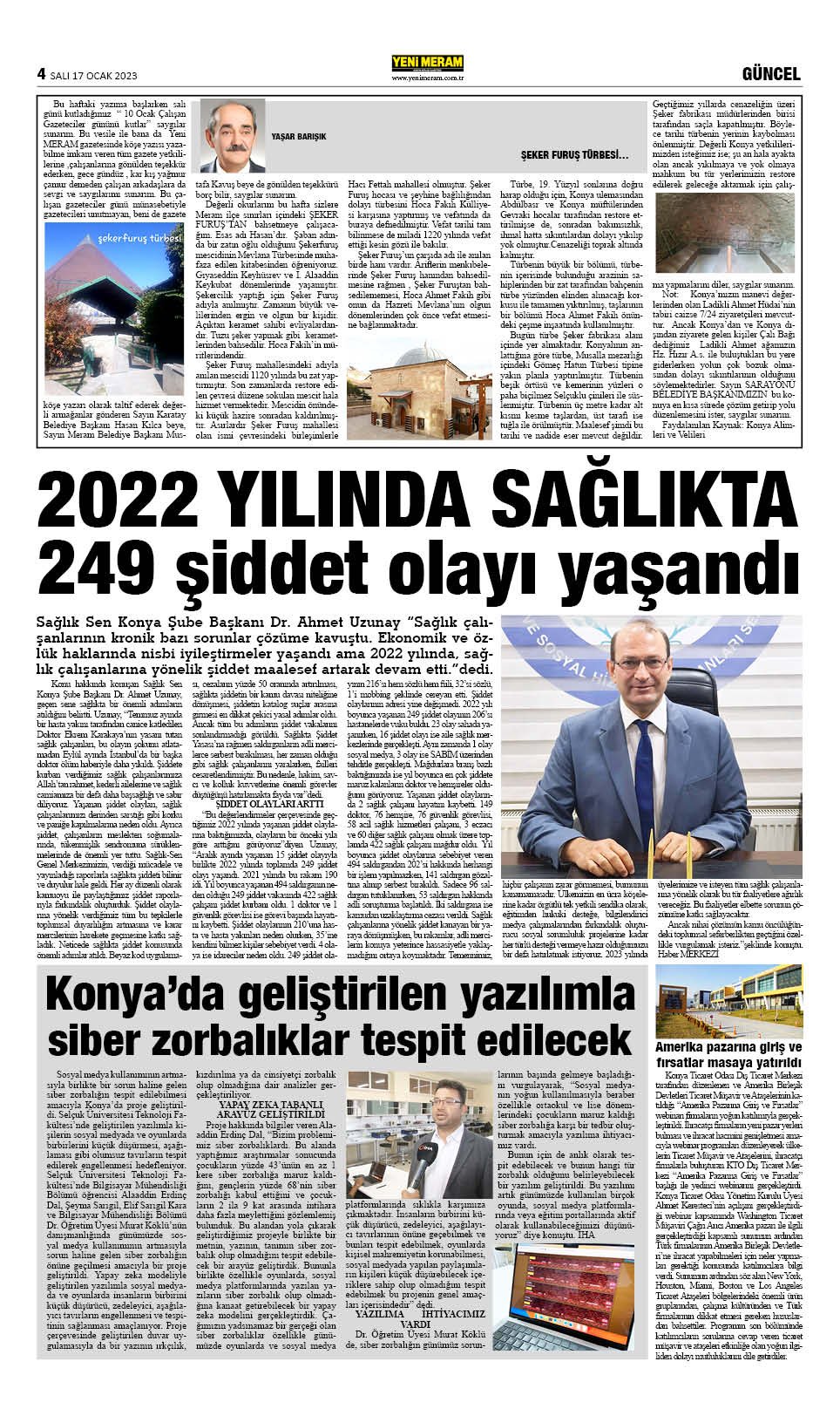 17 Ocak 2023 Yeni Meram Gazetesi
