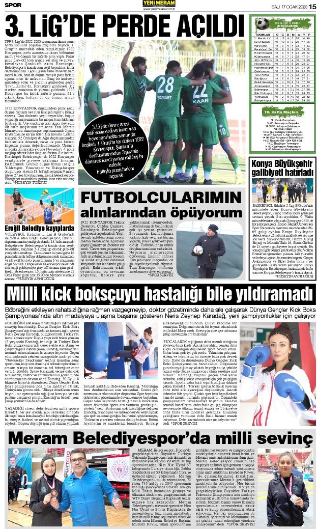 17 Ocak 2023 Yeni Meram Gazetesi
