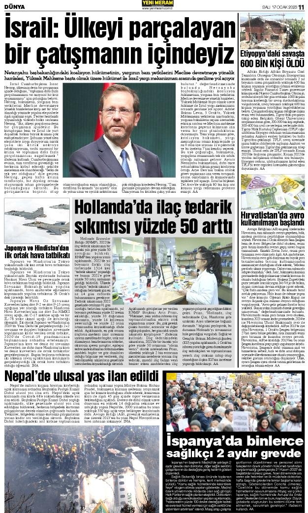 17 Ocak 2023 Yeni Meram Gazetesi
