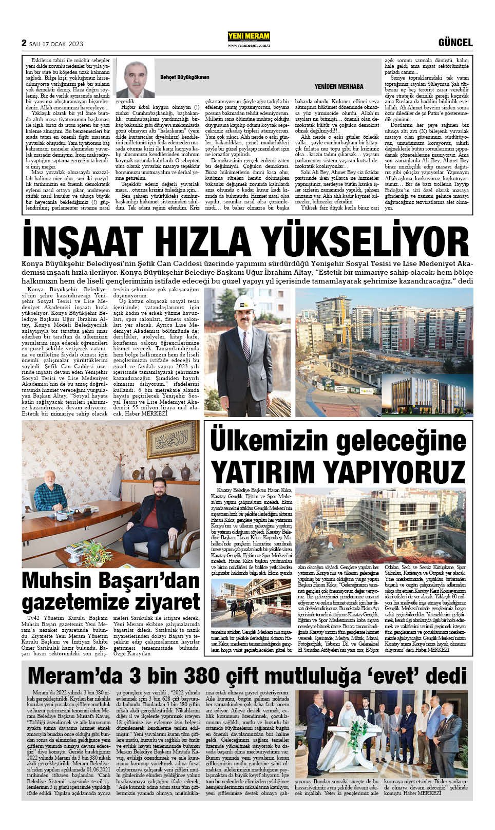 17 Ocak 2023 Yeni Meram Gazetesi
