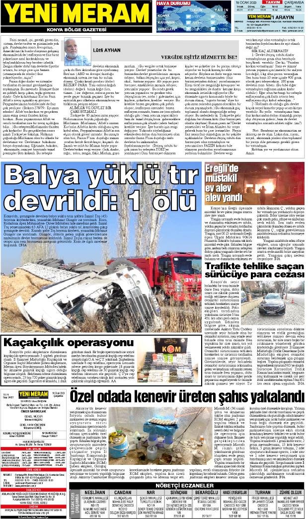 18 Ocak 2023 Yeni Meram Gazetesi
