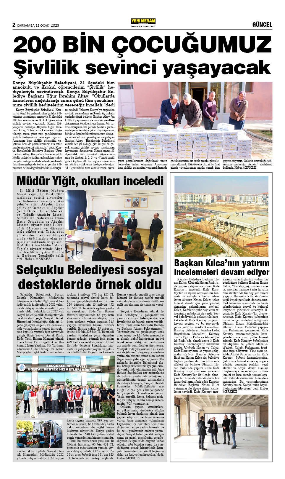 18 Ocak 2023 Yeni Meram Gazetesi
