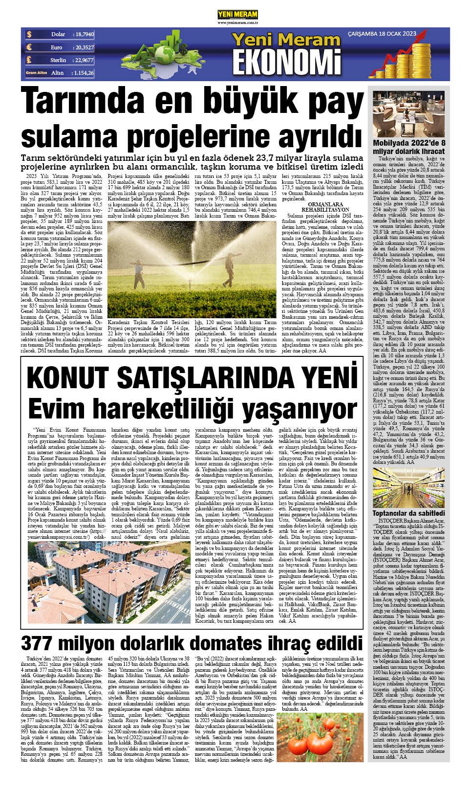 18 Ocak 2023 Yeni Meram Gazetesi
