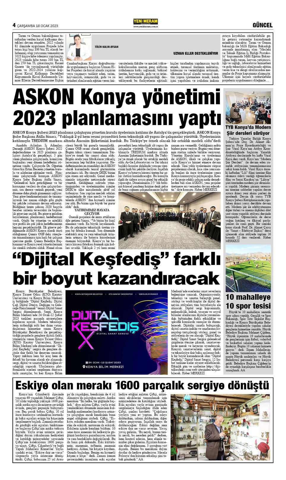 18 Ocak 2023 Yeni Meram Gazetesi
