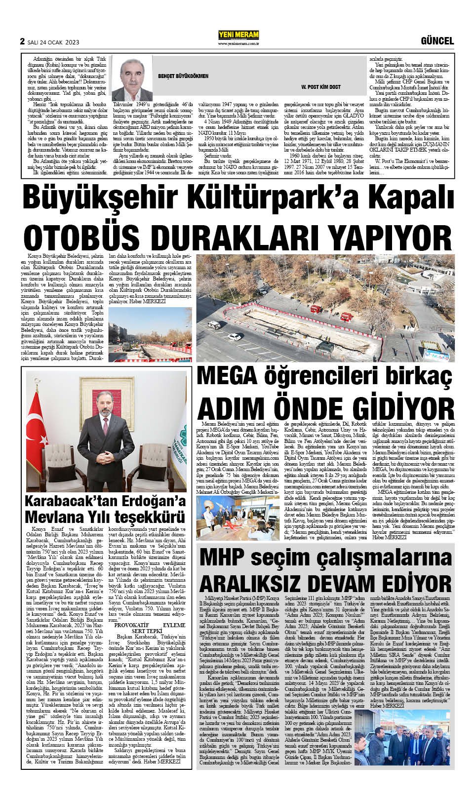 24 Ocak 2023 Yeni Meram Gazetesi
