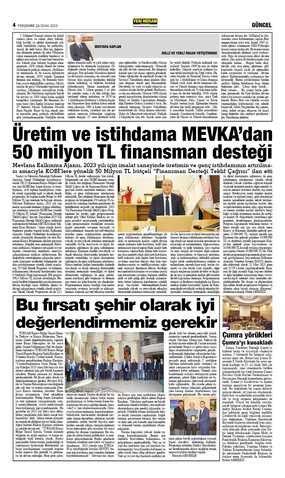 26 Ocak 2023 Yeni Meram Gazetesi
