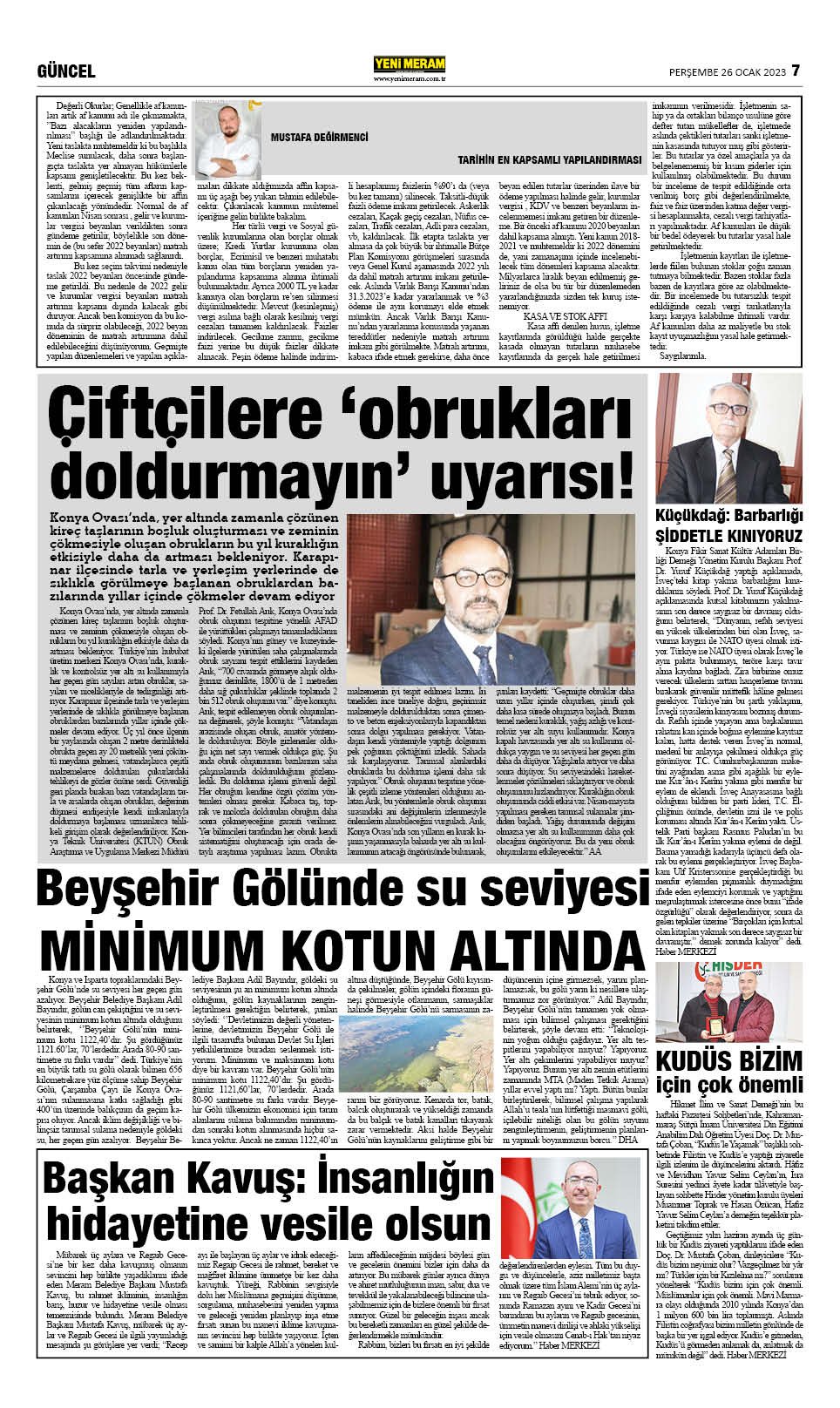 26 Ocak 2023 Yeni Meram Gazetesi
