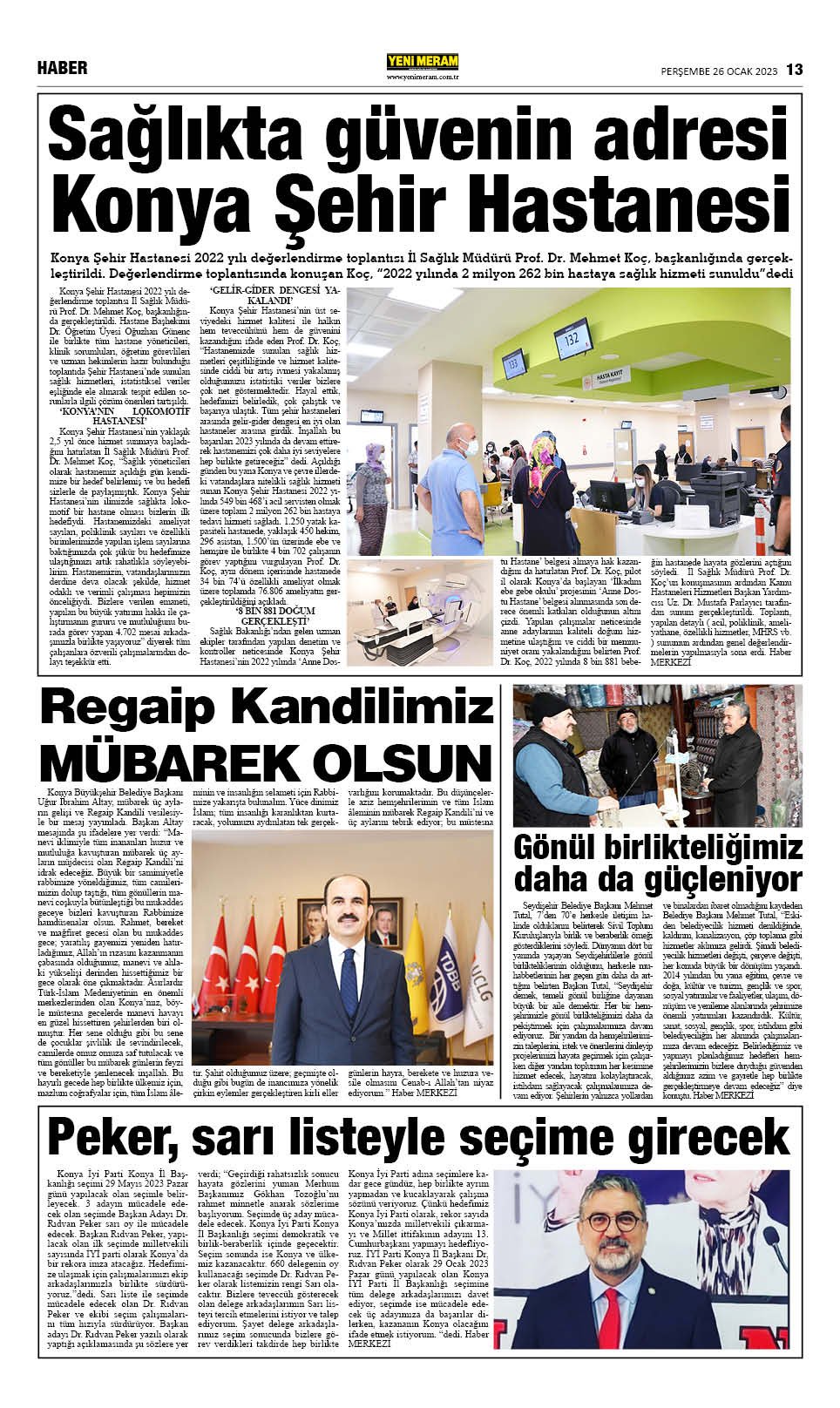 26 Ocak 2023 Yeni Meram Gazetesi
