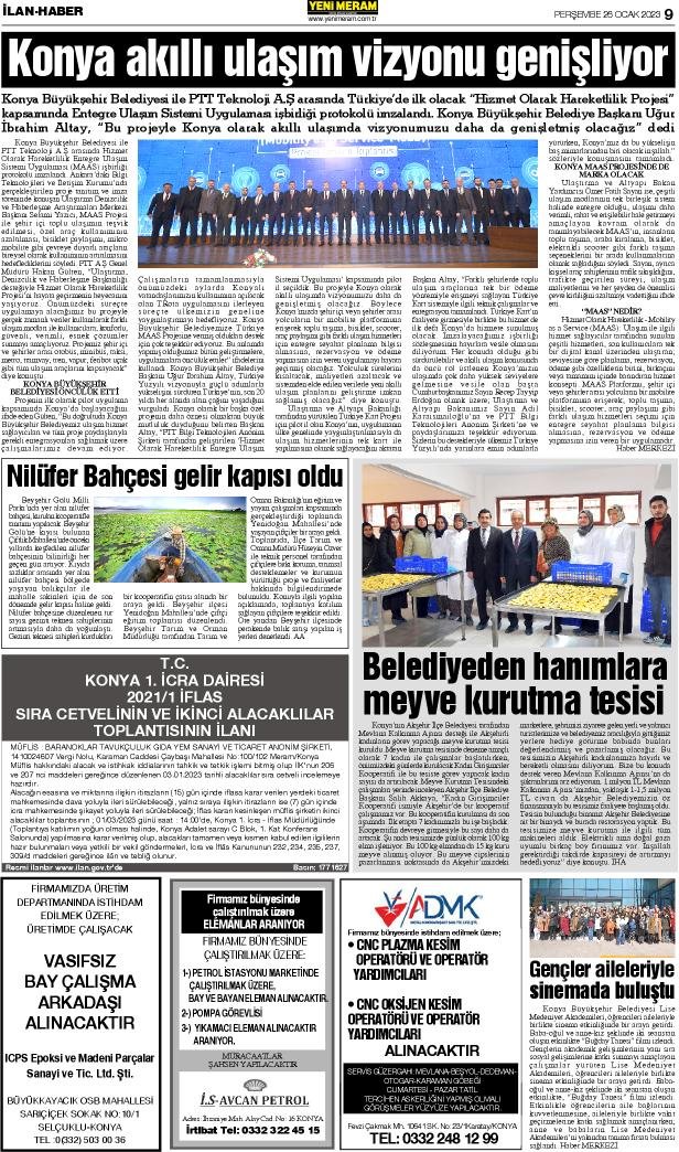 26 Ocak 2023 Yeni Meram Gazetesi
