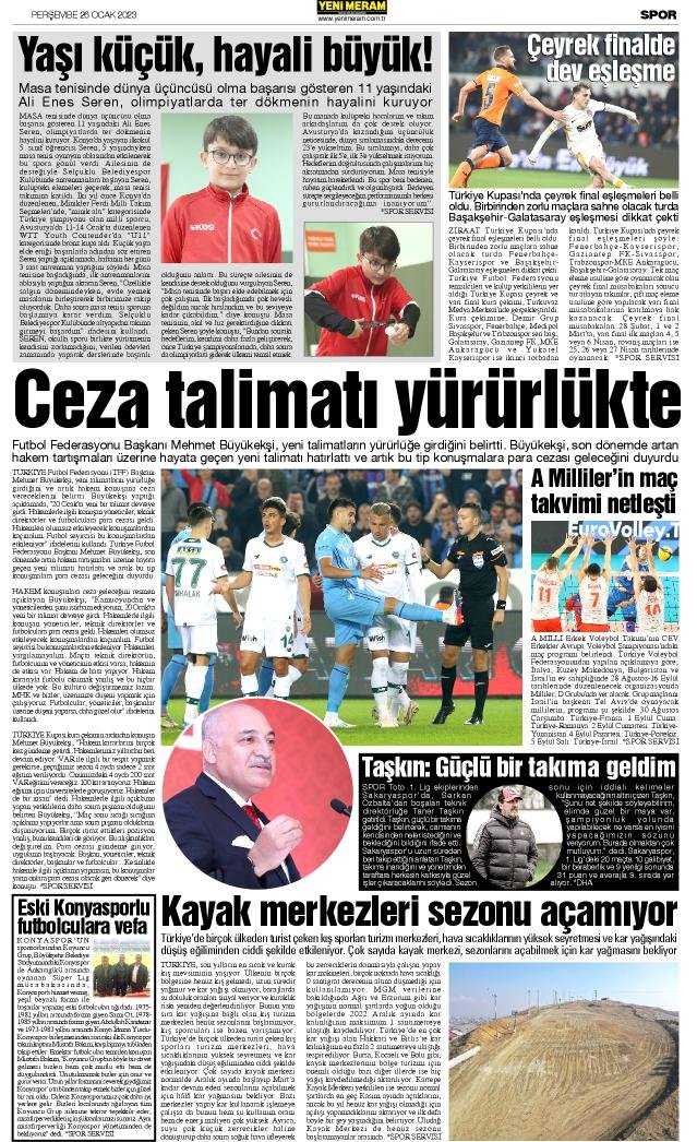 26 Ocak 2023 Yeni Meram Gazetesi
