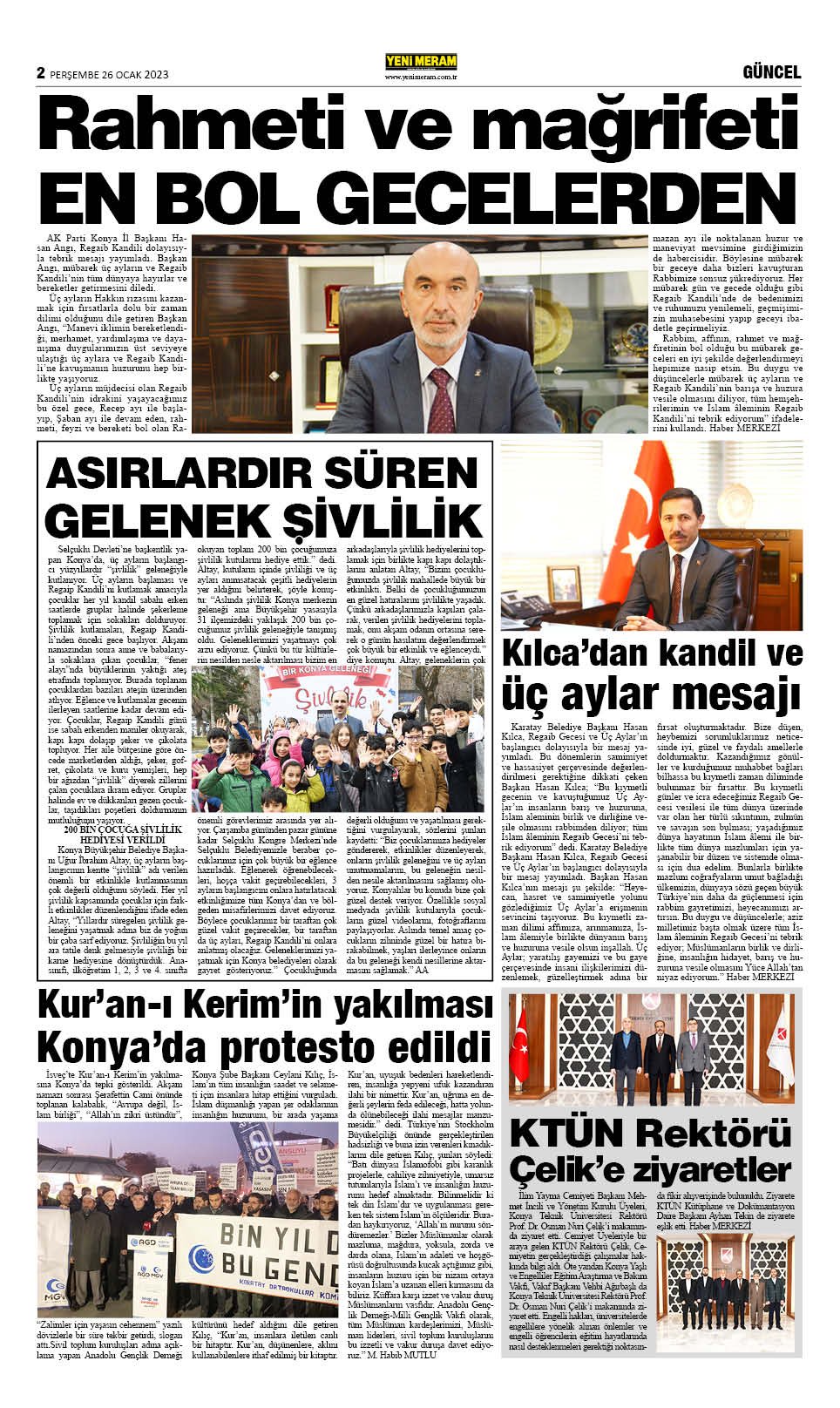 26 Ocak 2023 Yeni Meram Gazetesi
