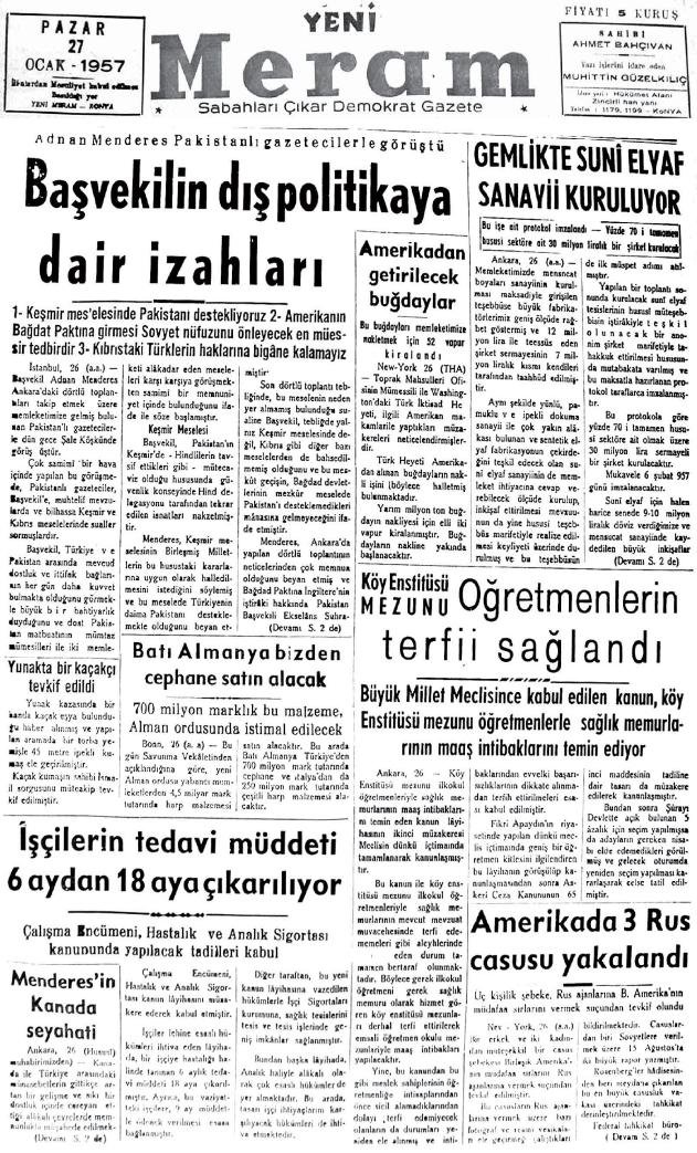 27 Ocak 2023 Yeni Meram Gazetesi
