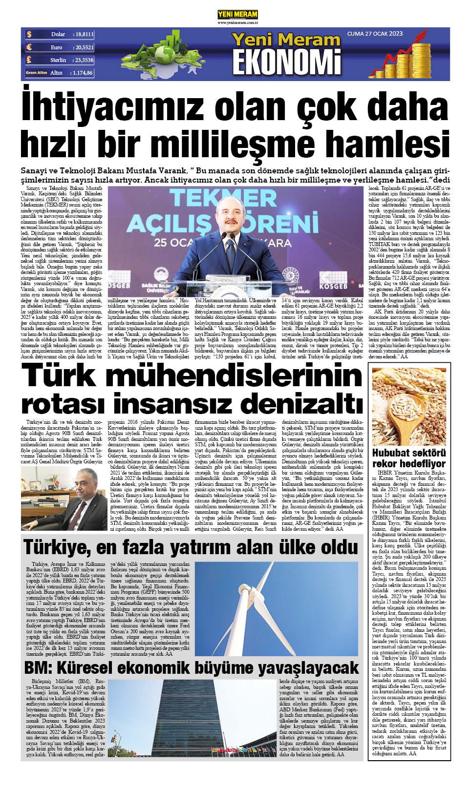 27 Ocak 2023 Yeni Meram Gazetesi
