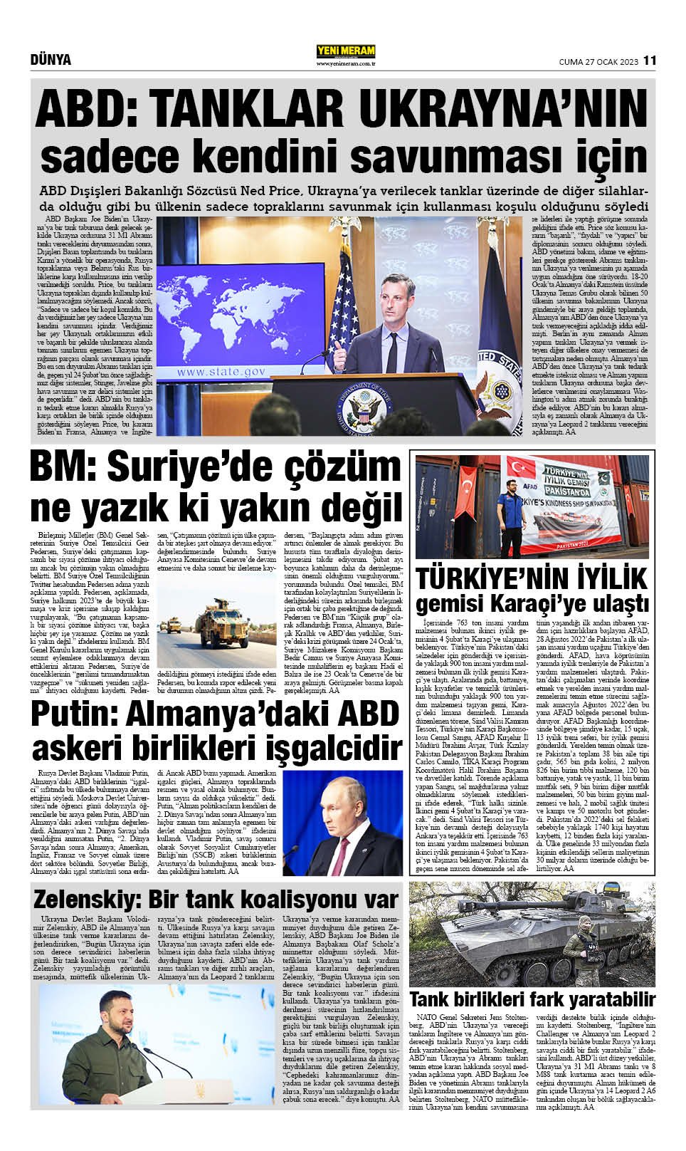 27 Ocak 2023 Yeni Meram Gazetesi
