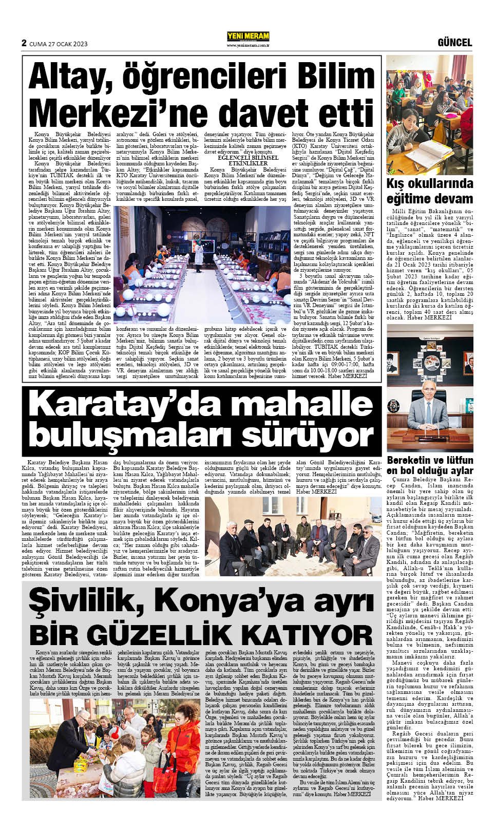 27 Ocak 2023 Yeni Meram Gazetesi
