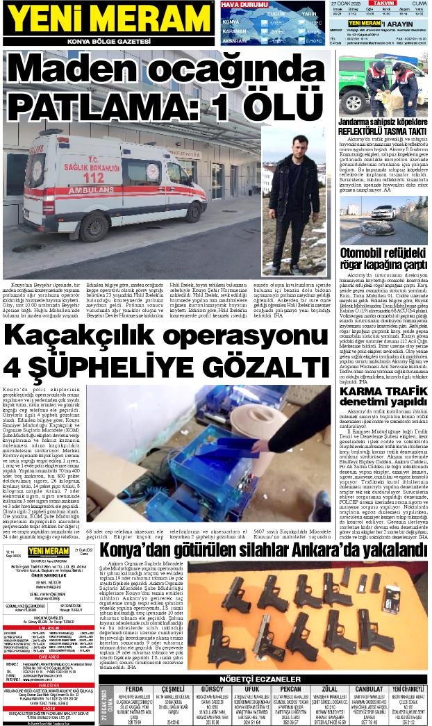 27 Ocak 2023 Yeni Meram Gazetesi
