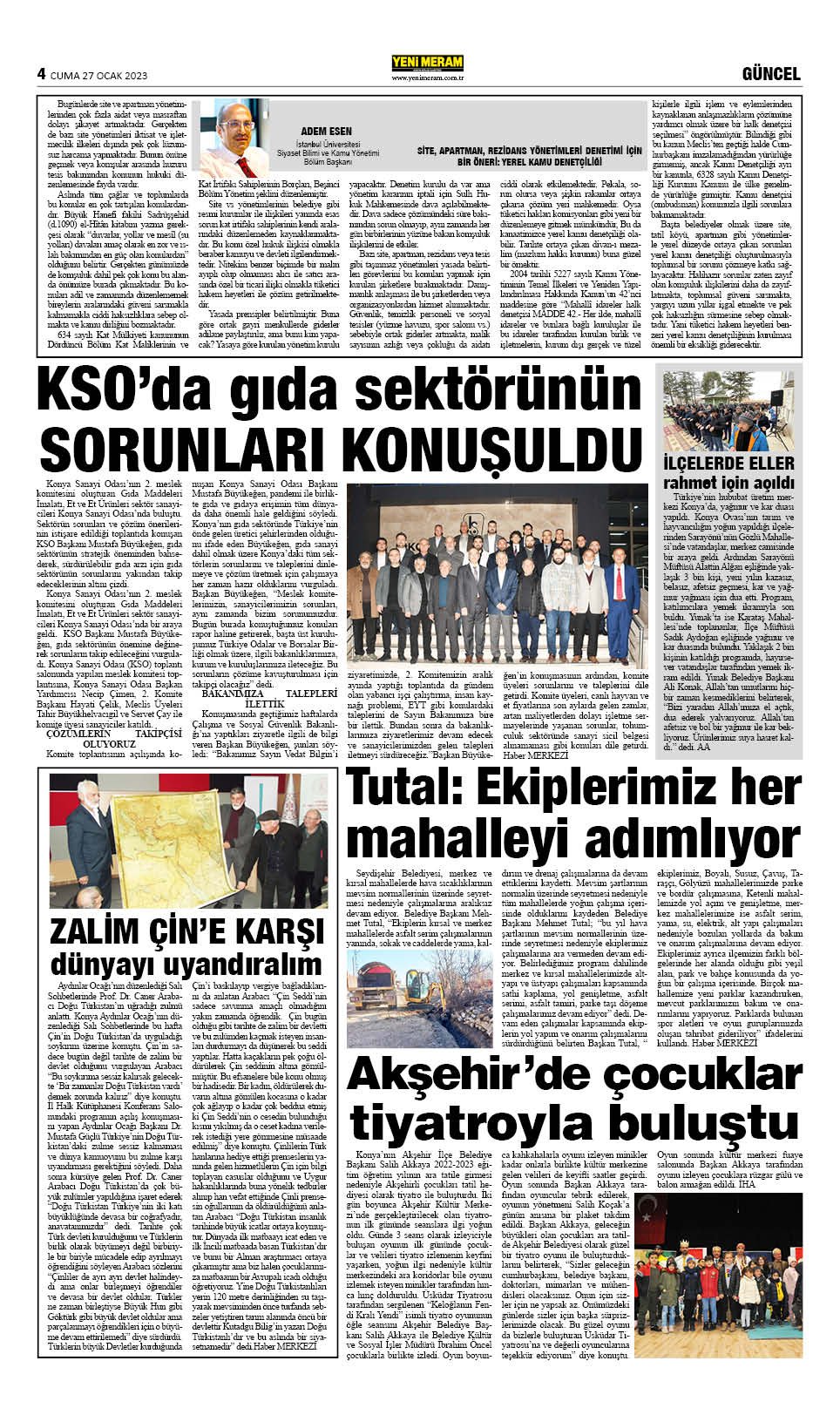 27 Ocak 2023 Yeni Meram Gazetesi
