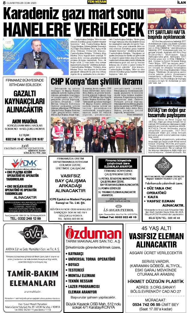 28 Ocak 2023 Yeni Meram Gazetesi