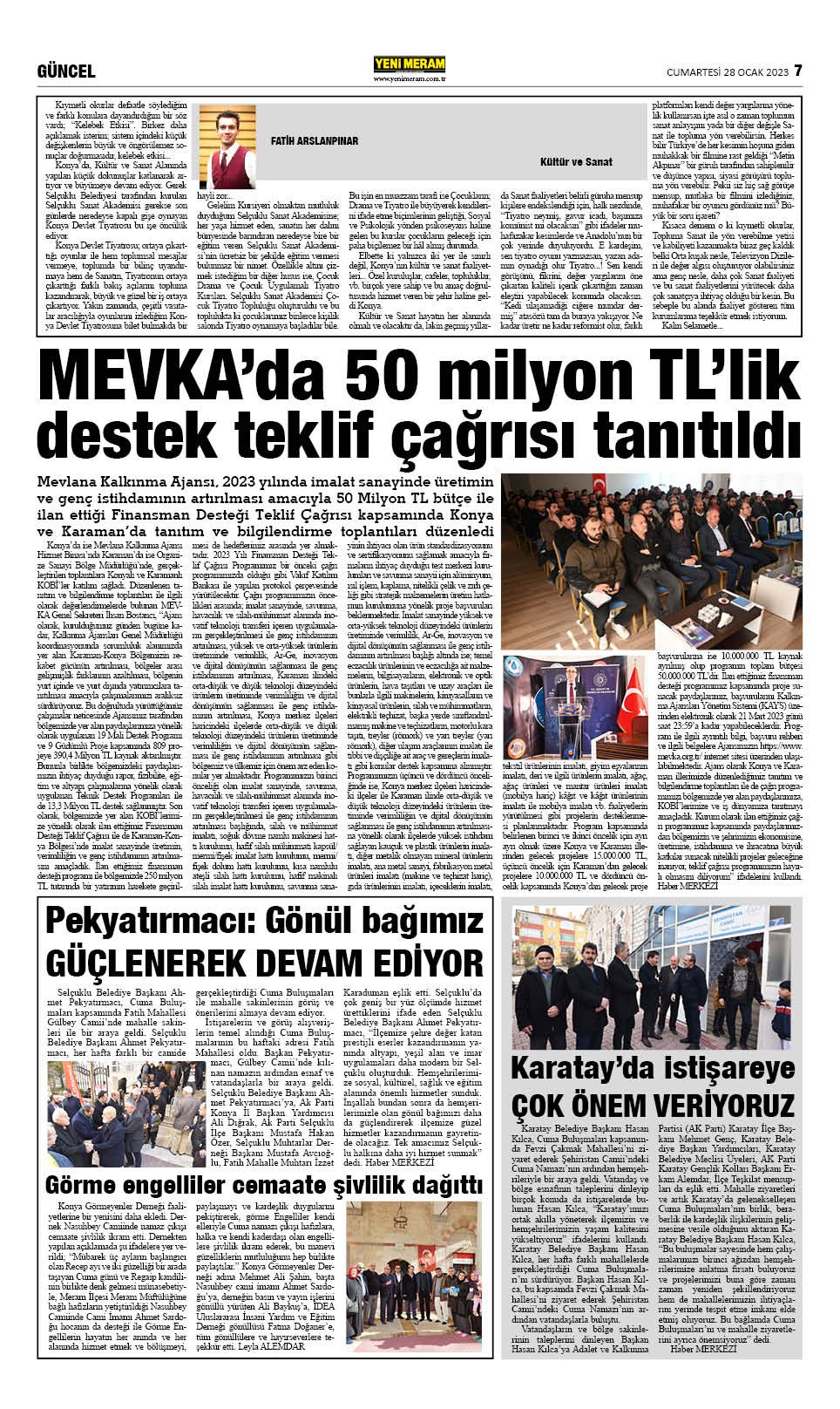 28 Ocak 2023 Yeni Meram Gazetesi