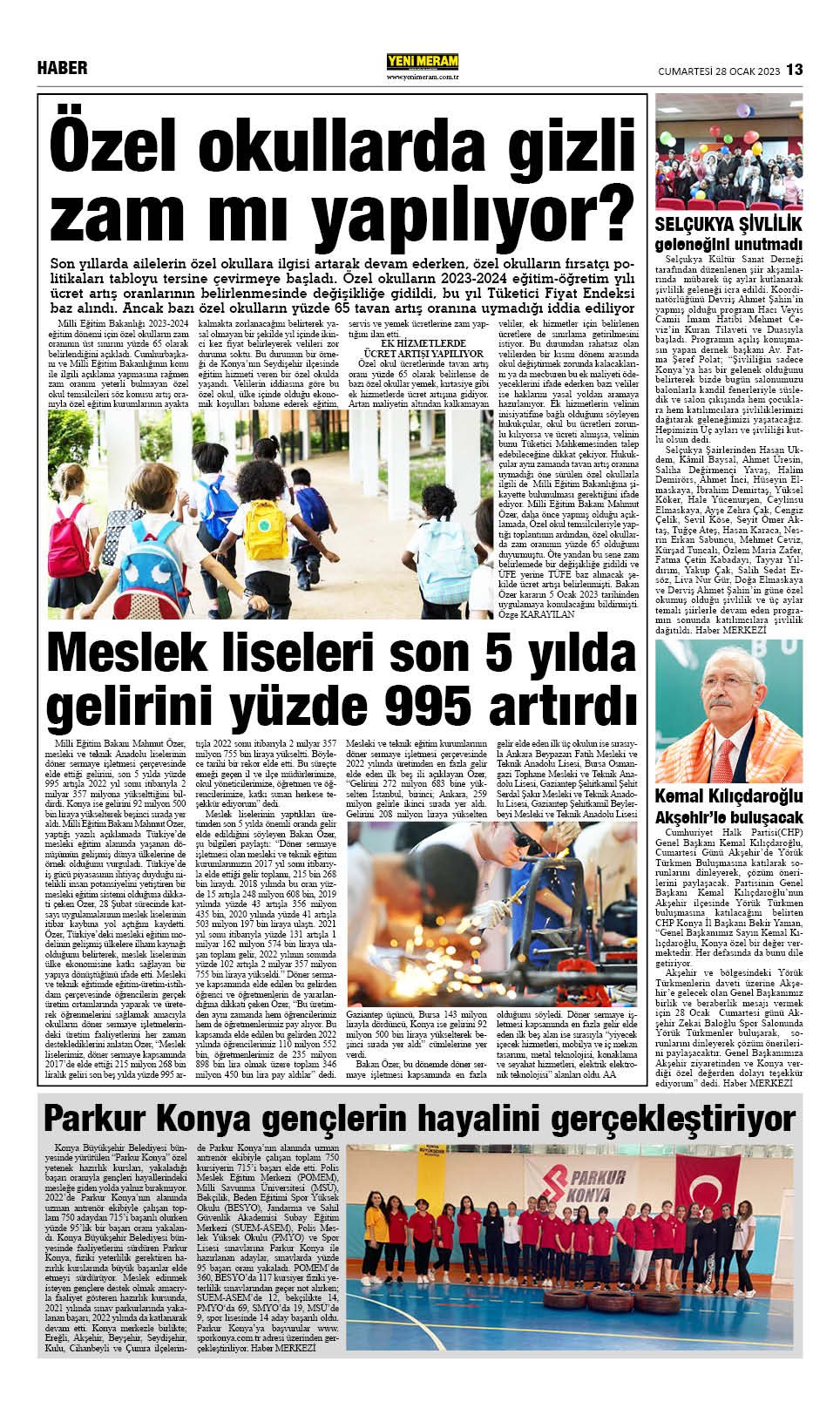 28 Ocak 2023 Yeni Meram Gazetesi