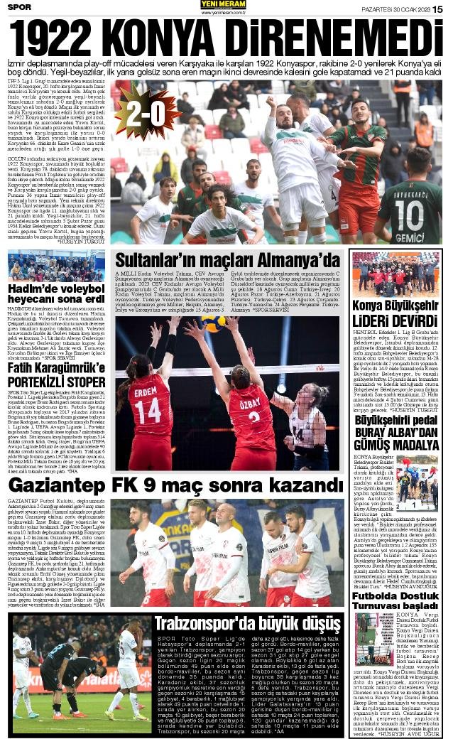 30 Ocak 2023 Yeni Meram Gazetesi
