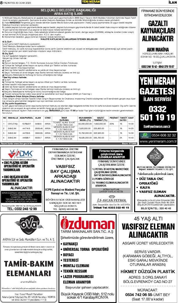 30 Ocak 2023 Yeni Meram Gazetesi
