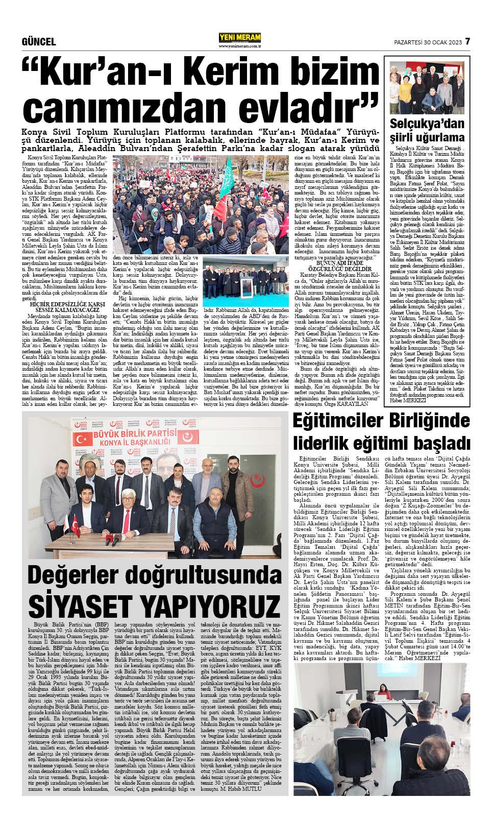 30 Ocak 2023 Yeni Meram Gazetesi
