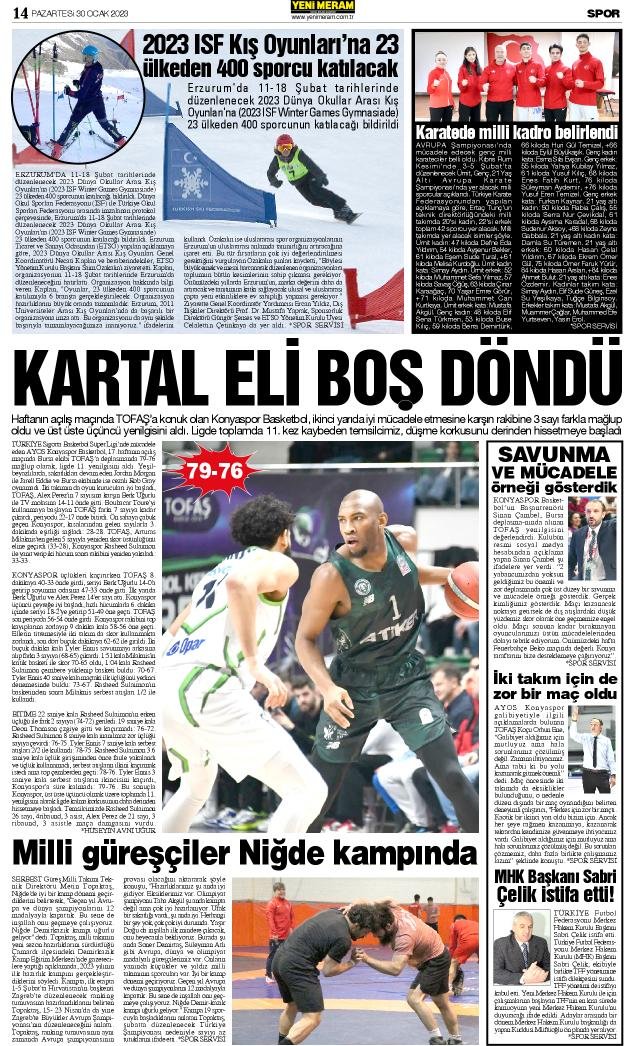 30 Ocak 2023 Yeni Meram Gazetesi
