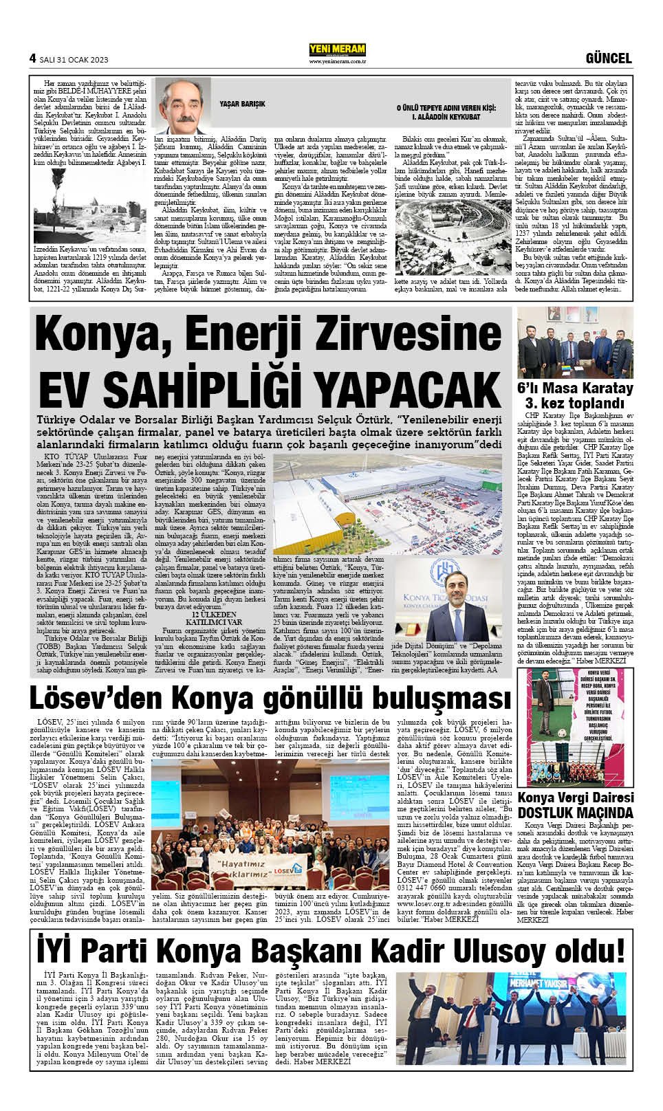 31 Ocak 2023 Yeni Meram Gazetesi
