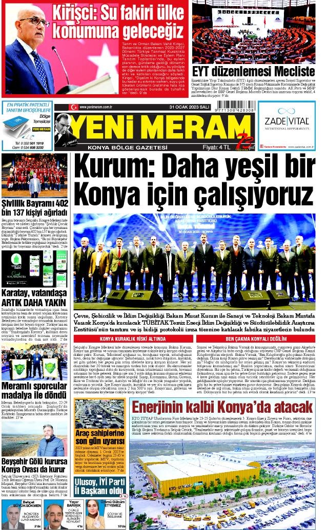 31 Ocak 2023 Yeni Meram Gazetesi
