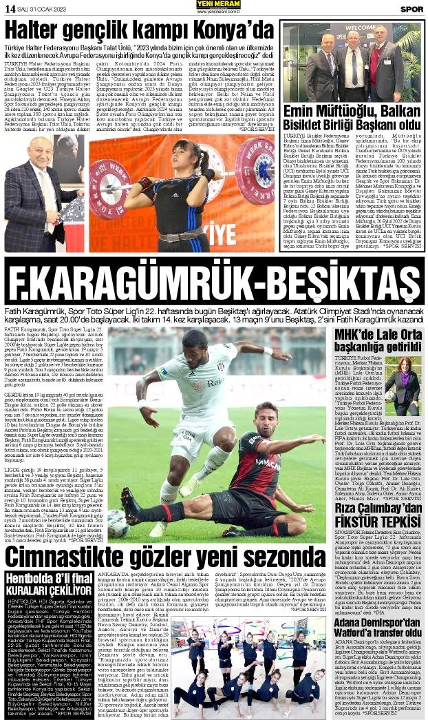 31 Ocak 2023 Yeni Meram Gazetesi
