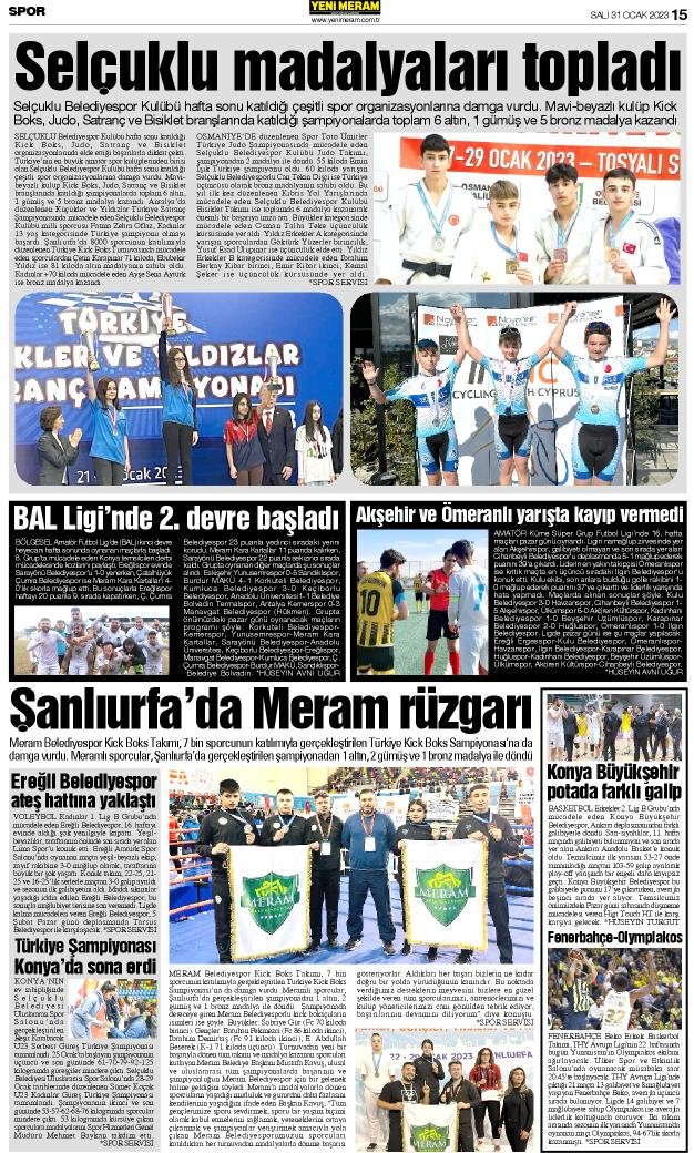 31 Ocak 2023 Yeni Meram Gazetesi
