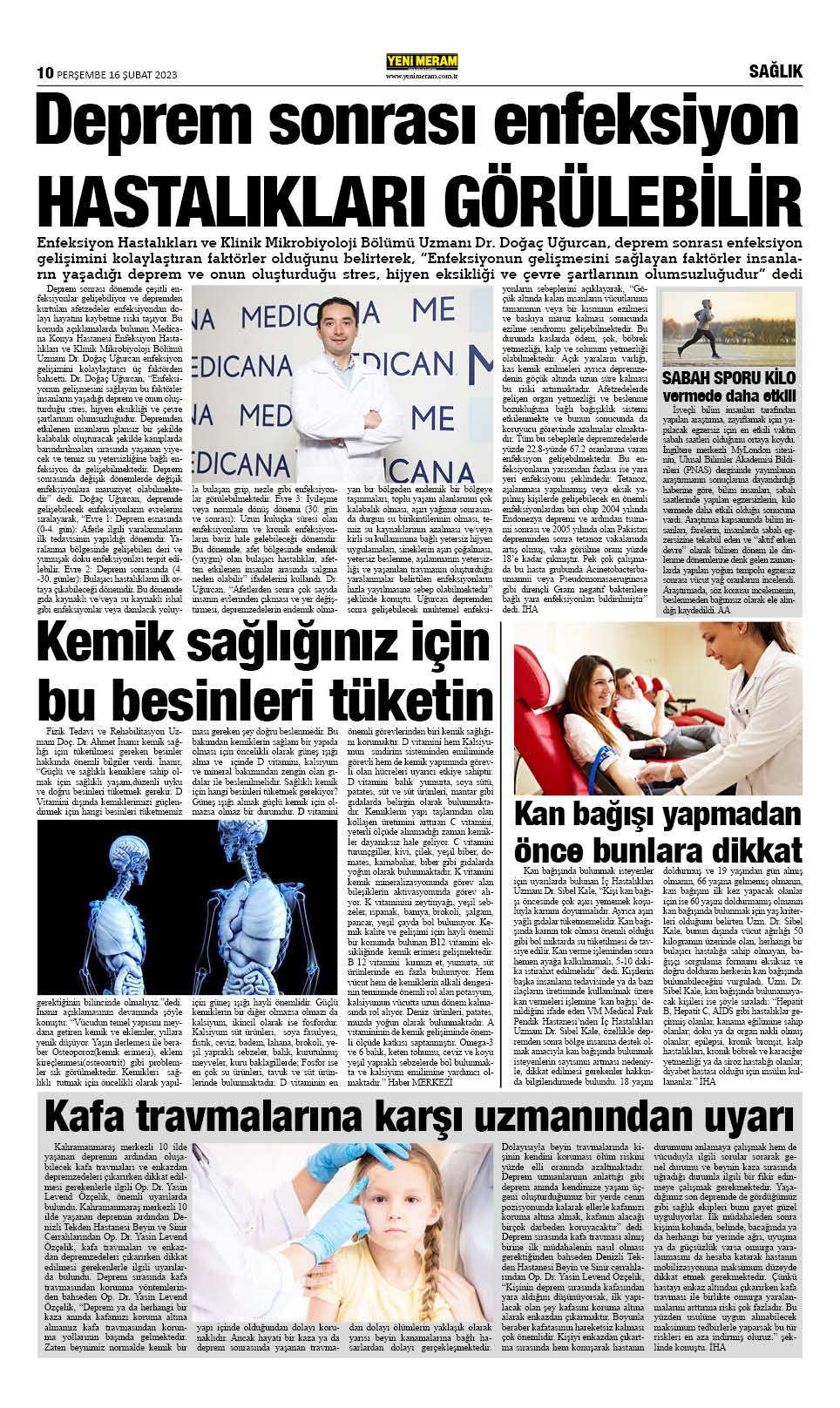 16 Şubat 2023 Yeni Meram Gazetesi
