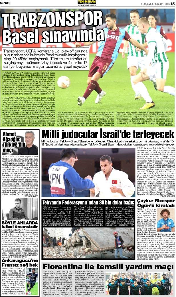 16 Şubat 2023 Yeni Meram Gazetesi
