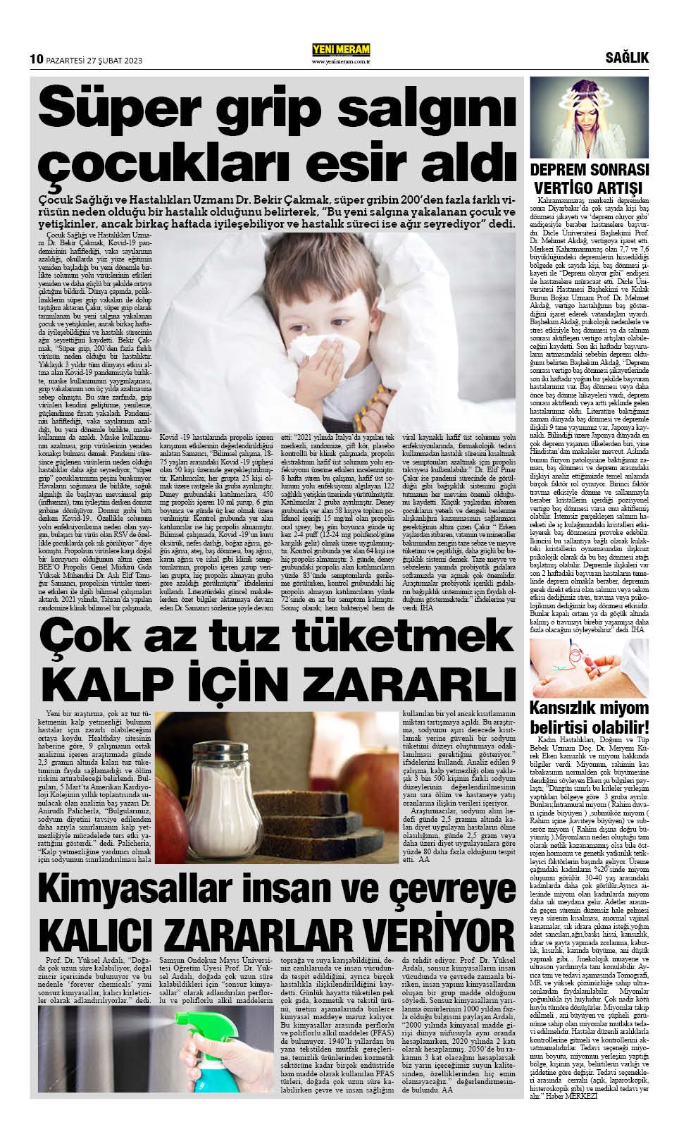 27 Şubat 2023 Yeni Meram Gazetesi
