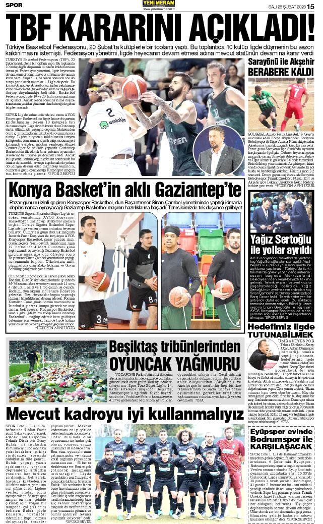 28 Şubat 2023 Yeni Meram Gazetesi
