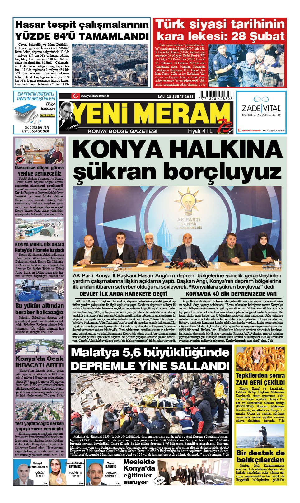 28 Şubat 2023 Yeni Meram Gazetesi
