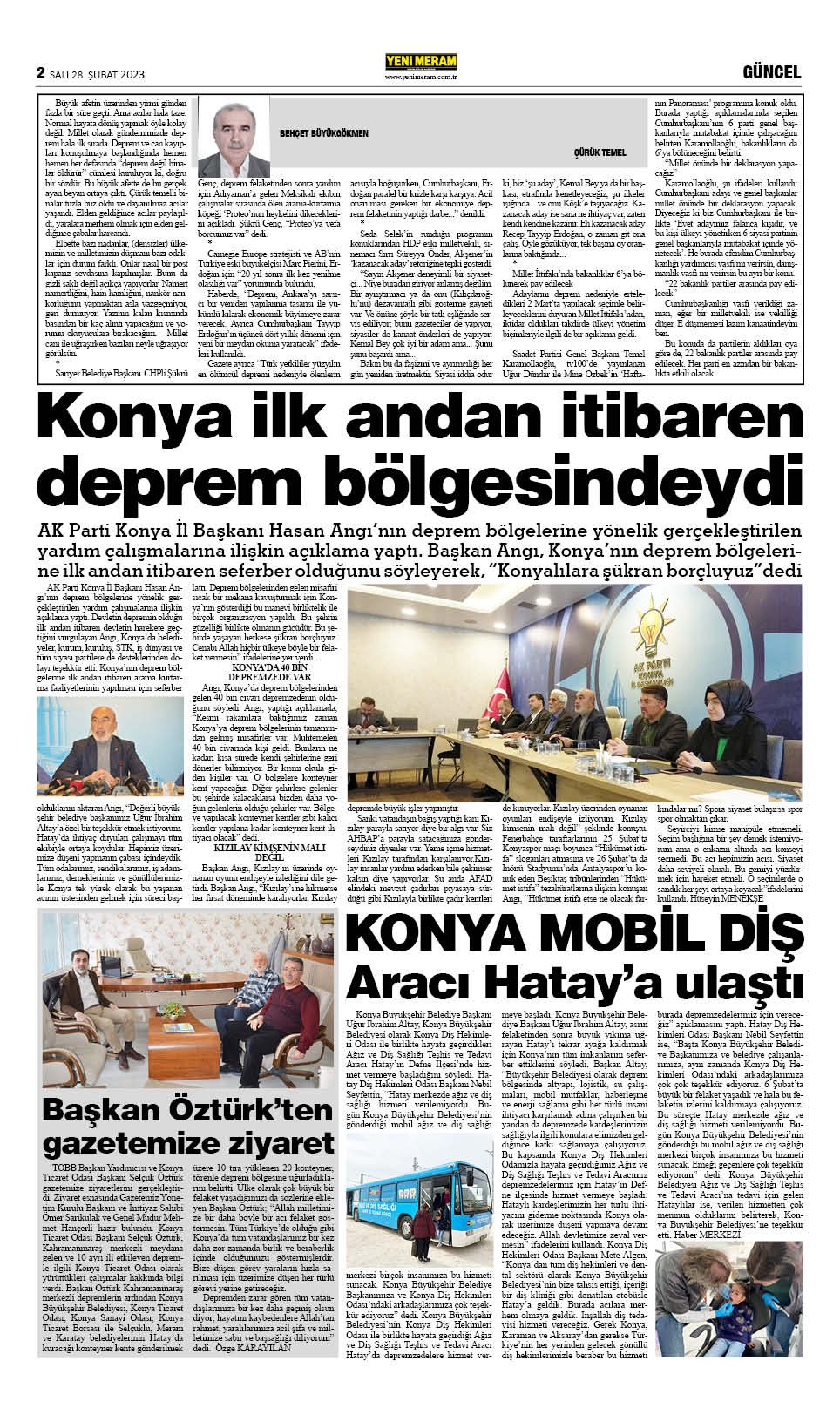 28 Şubat 2023 Yeni Meram Gazetesi
