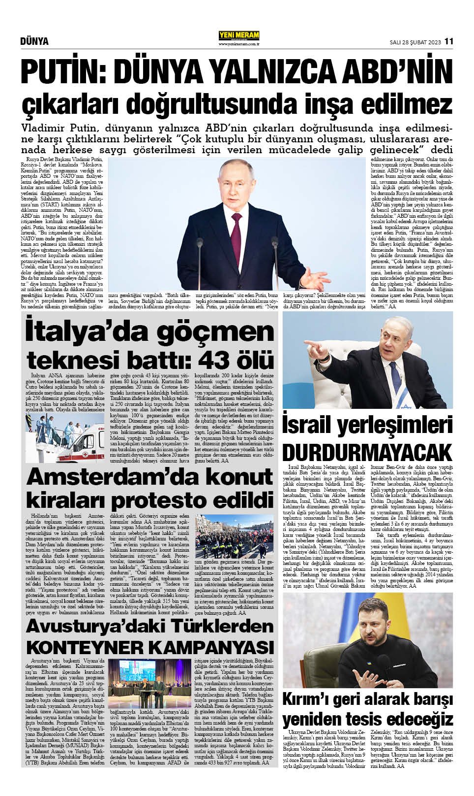 28 Şubat 2023 Yeni Meram Gazetesi
