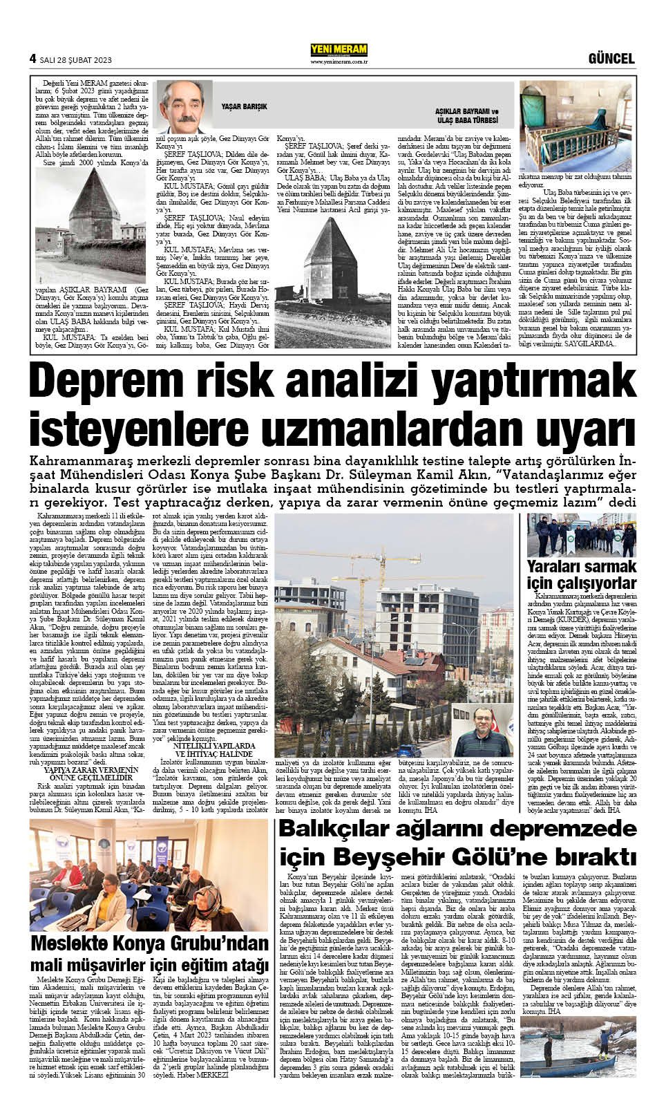 28 Şubat 2023 Yeni Meram Gazetesi
