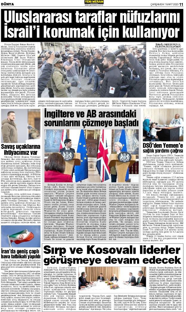 1 Mart 2023 Yeni Meram Gazetesi
